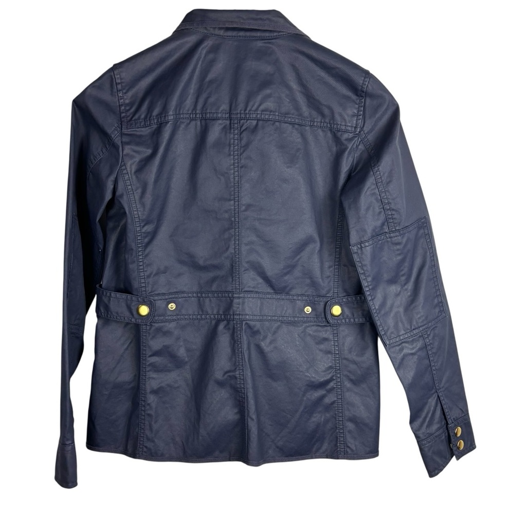 J. CREW 19034 BLUE DOWNTOWN FIELD WAXED 100% COTTON PLACKET UTILITY JACKET - Picture 7 of 16